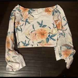 Off the shoulder floral top.